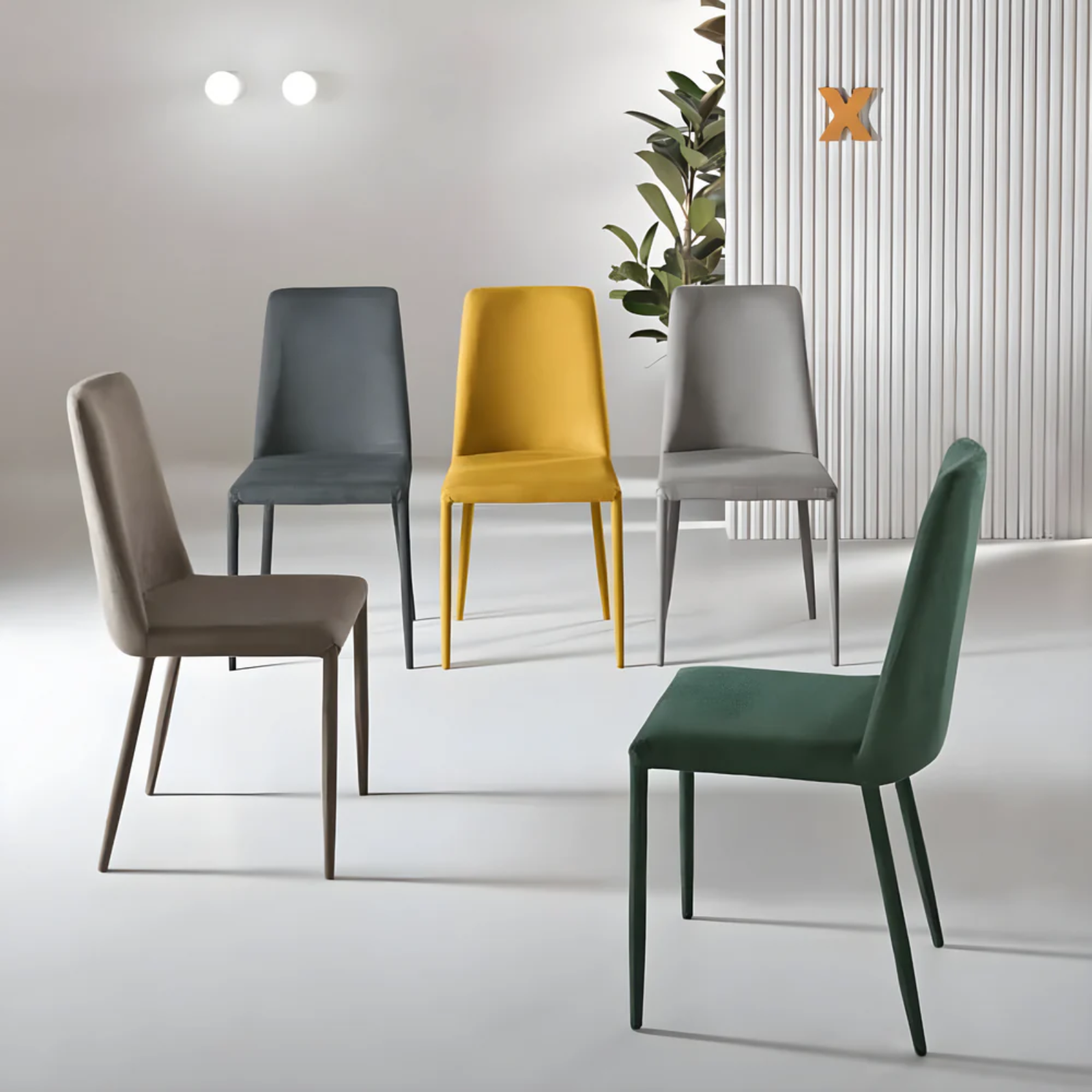 Sedia da pranzo design moderno rivestita in tessuto - Onda