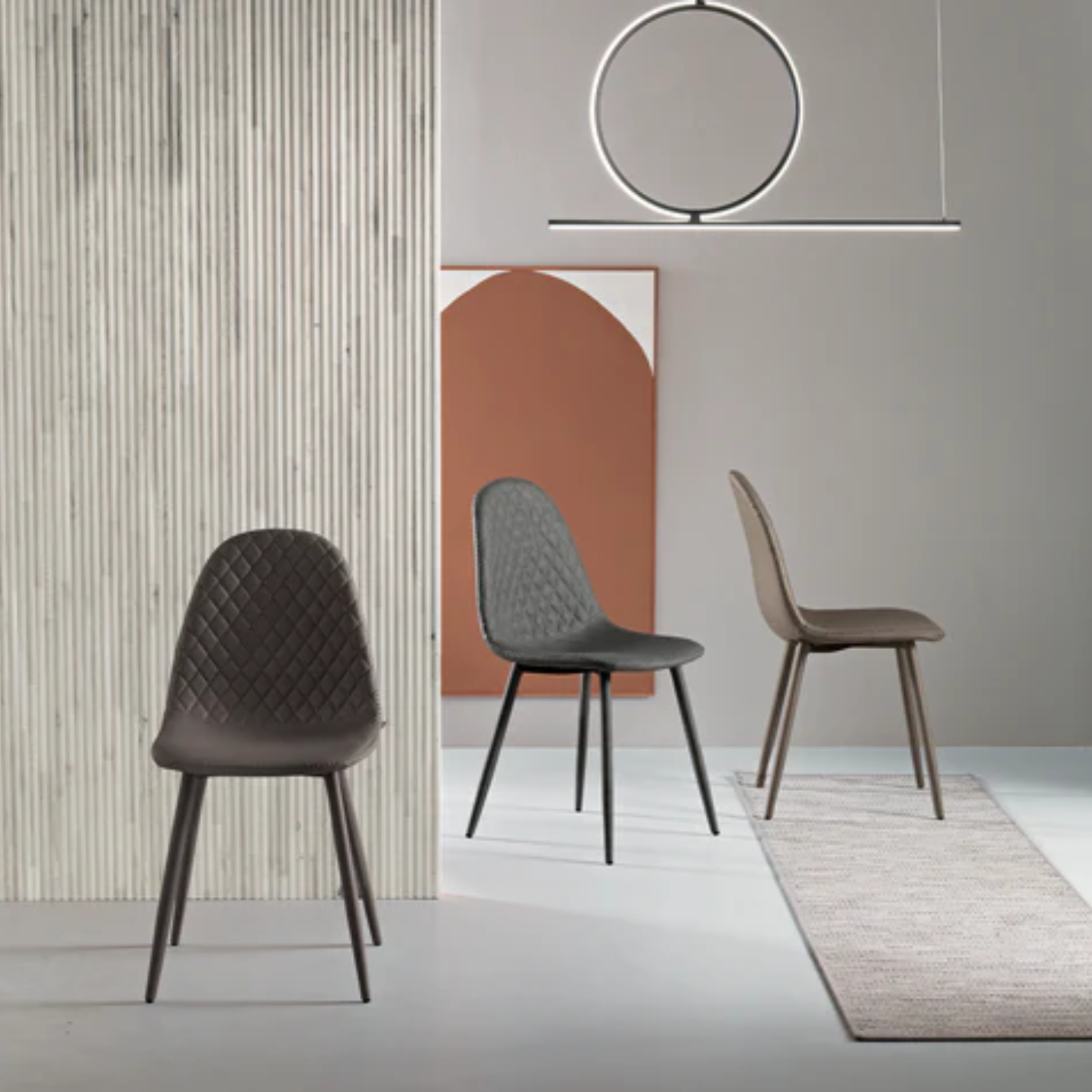 Sedia da pranzo in tessuto imbottito struttura in metallo - Sofy