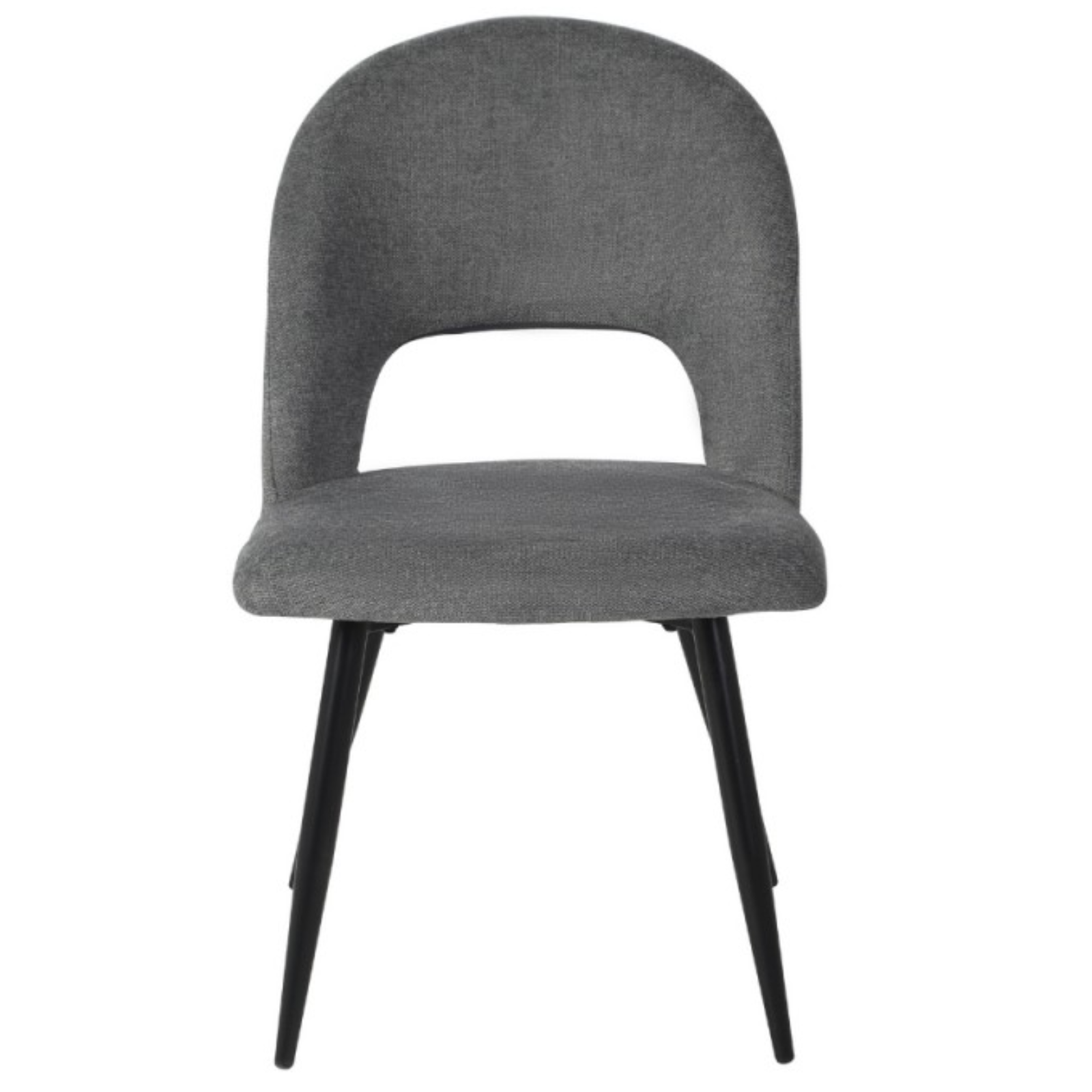 Sedia da pranzo design moderno in tessuto grigio e gambe in metallo nero - Lunetti