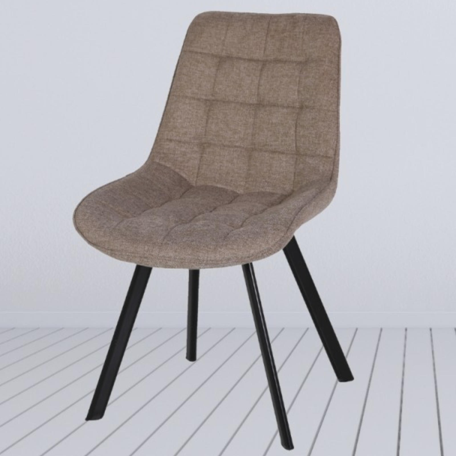 Sedia da pranzo design moderno tortora con gambe in metallo nero - Offi