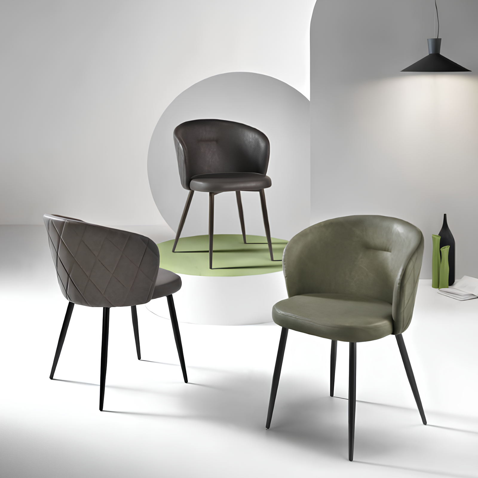 Sedia da pranzo seduta in ecopelle effetto soft touch gambe in metallo - Slan