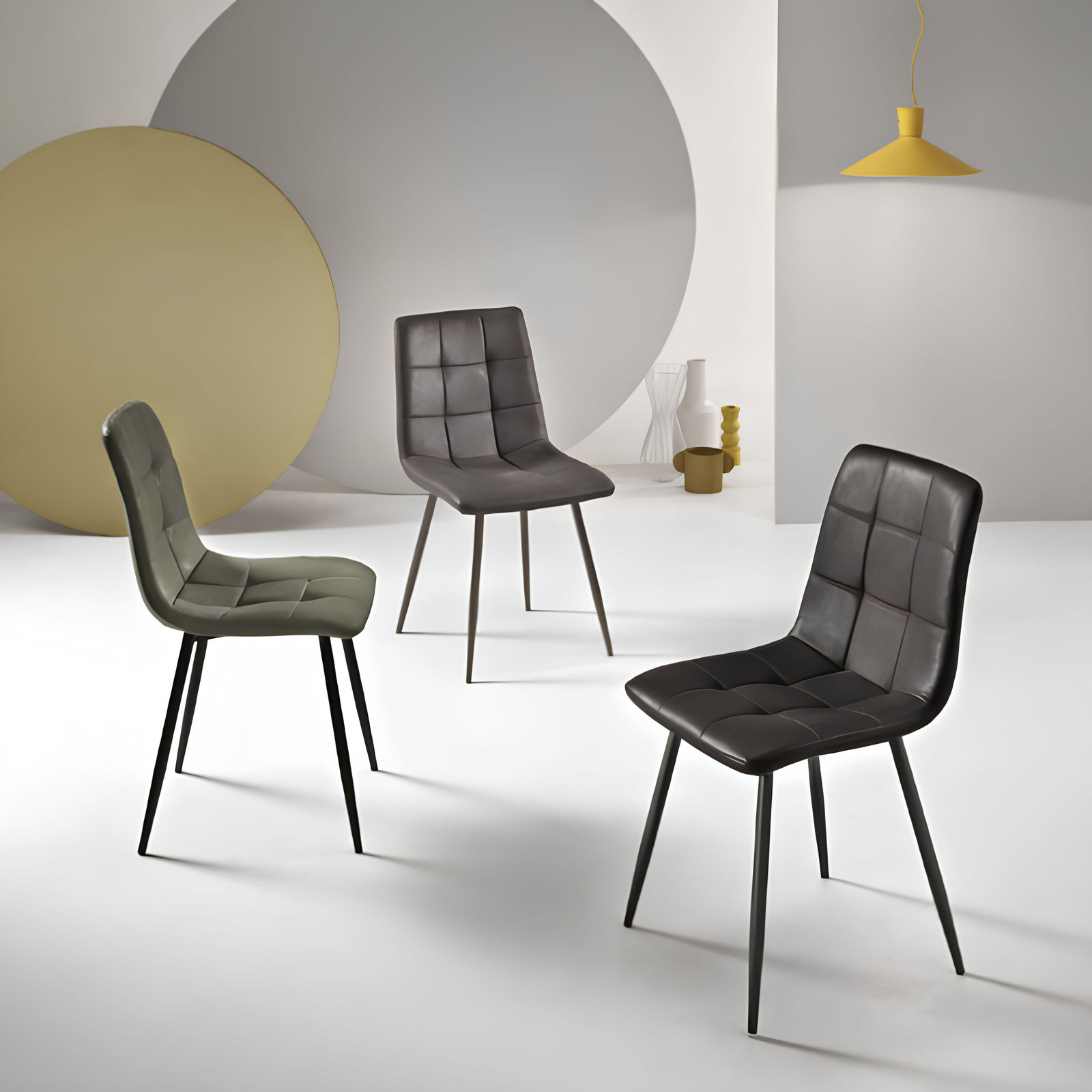 Sedia da pranzo in ecopelle effetto soft touch e struttura in metallo - Arca