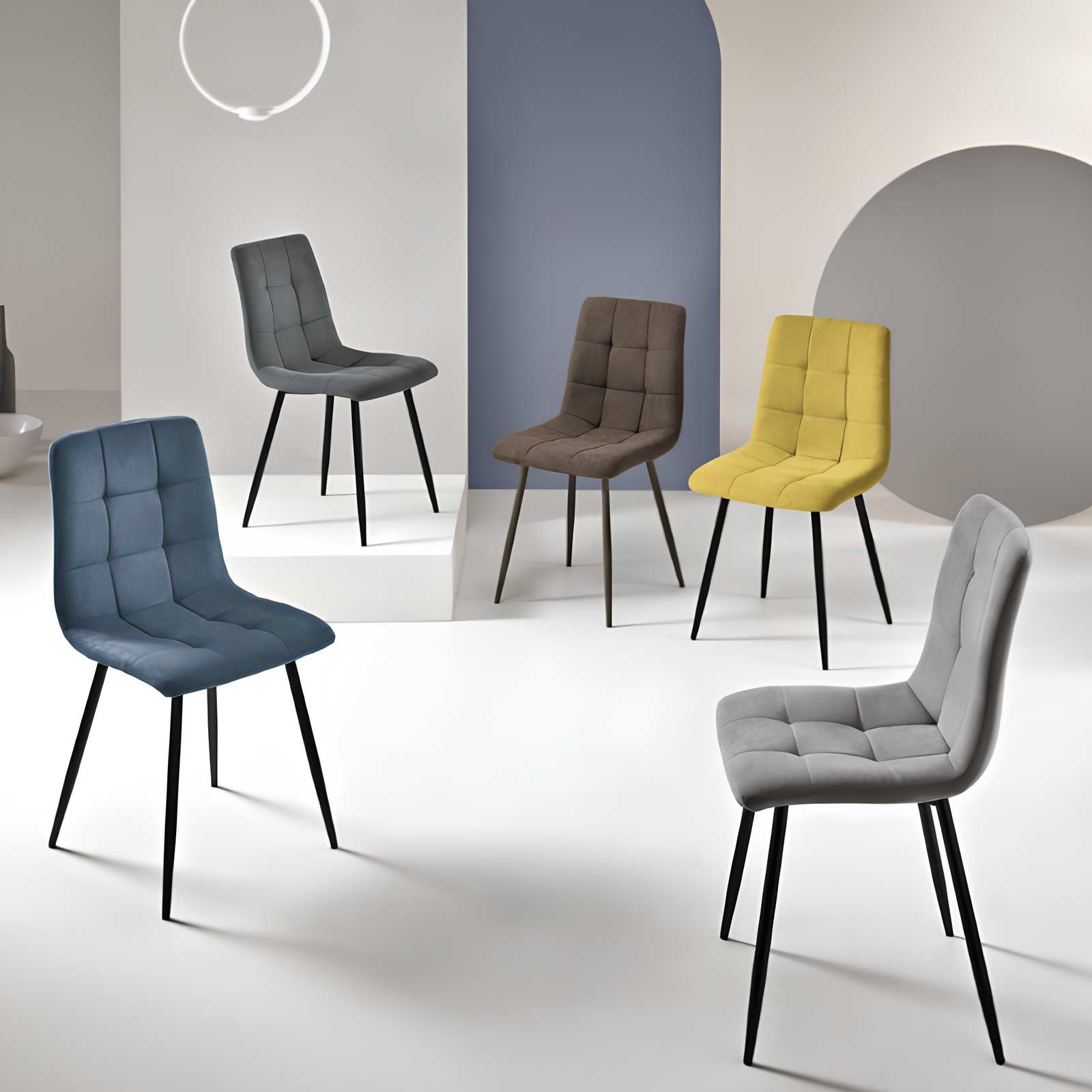 Sedia da pranzo design moderno in tessuto struttura in metallo - Katerine