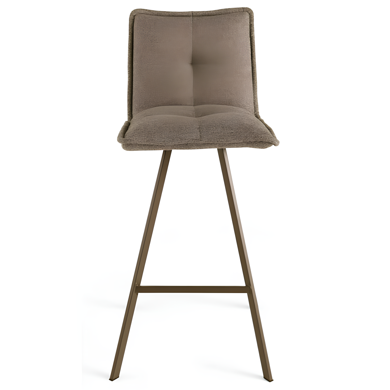 Sgabello alto design moderno in tessuto imbottito marrone con struttura in metallo - Sila