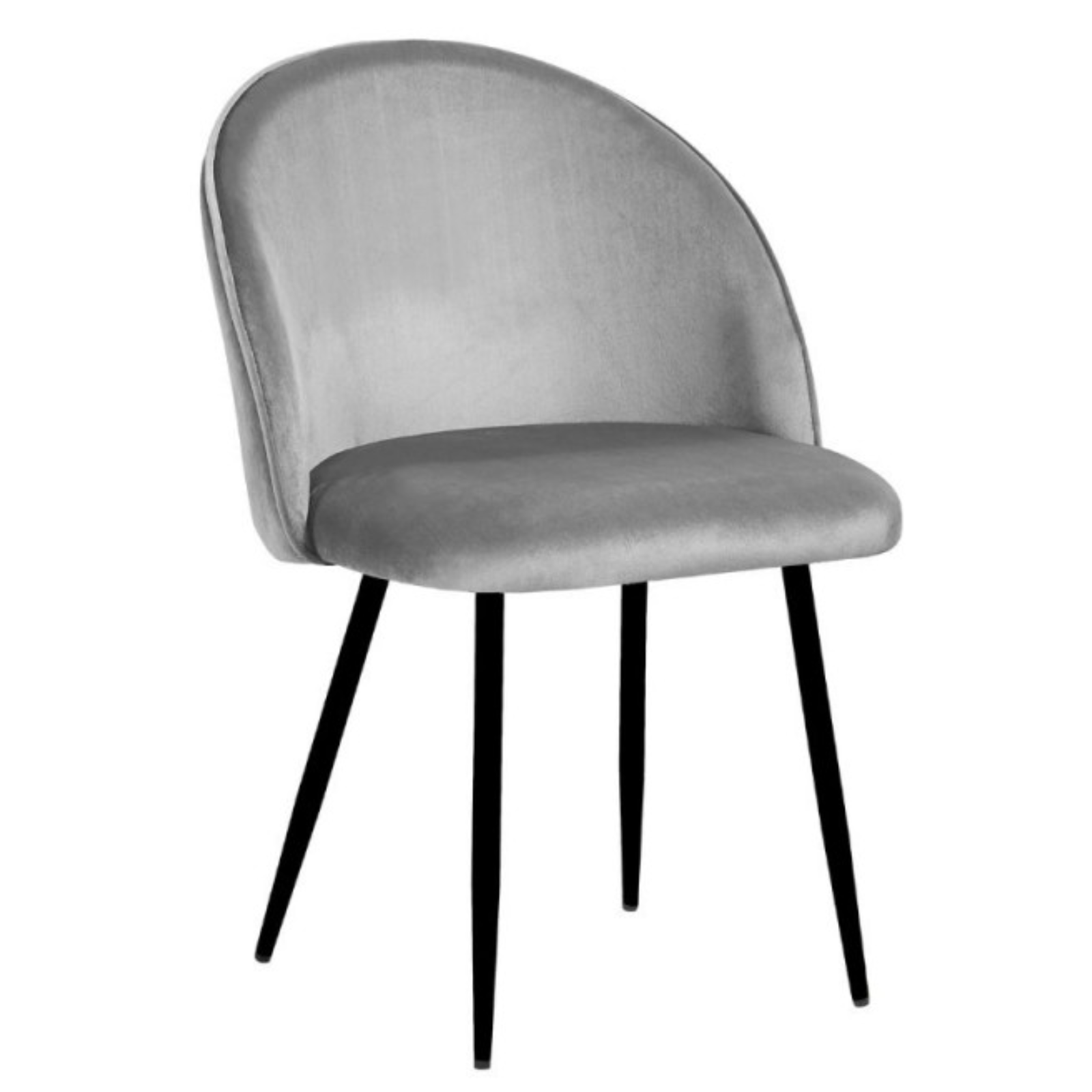 Sedia da pranzo in velluto grigio e gambe in metallo nero - Despin