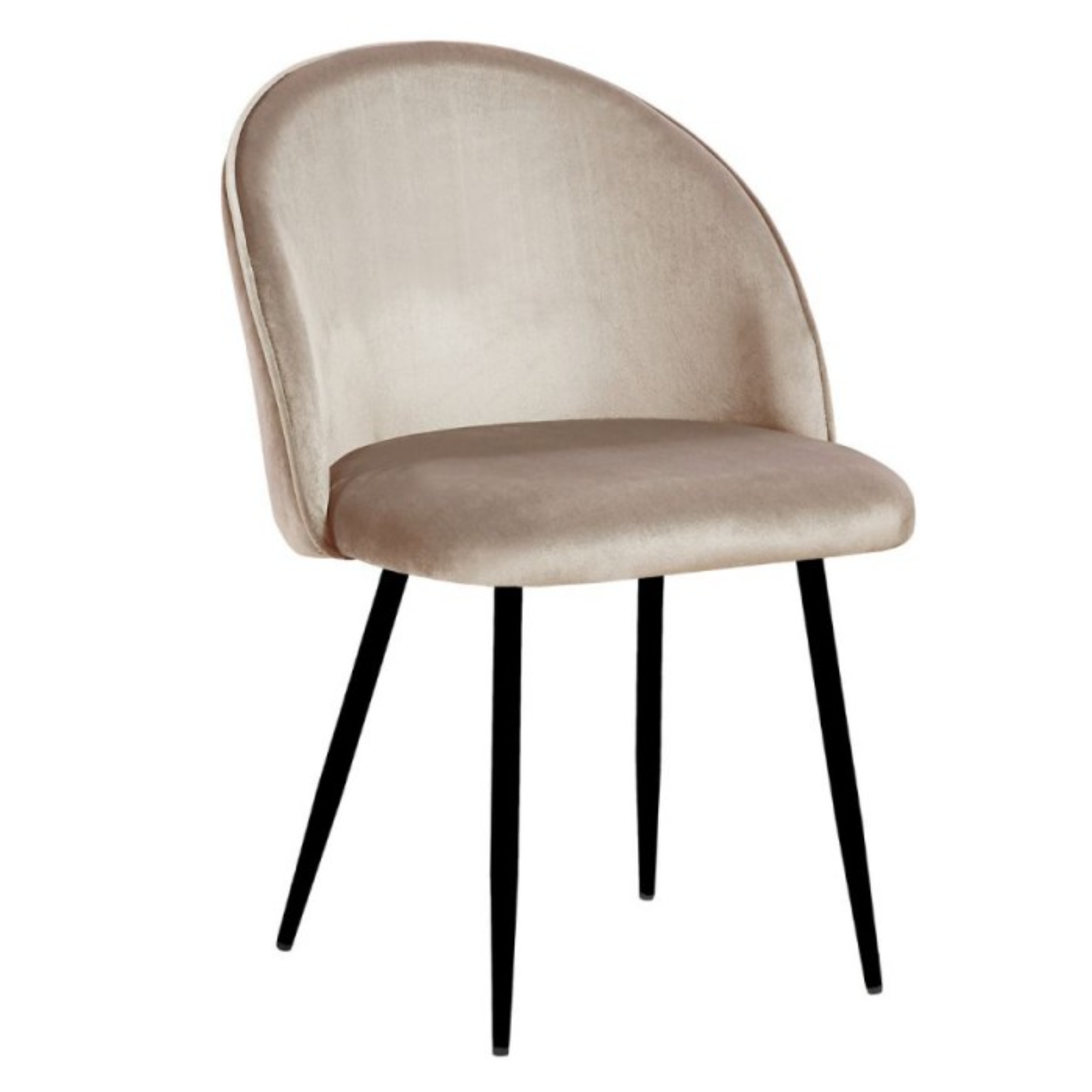 Sedia da pranzo in velluto tortora e gambe in metallo nero - Despin