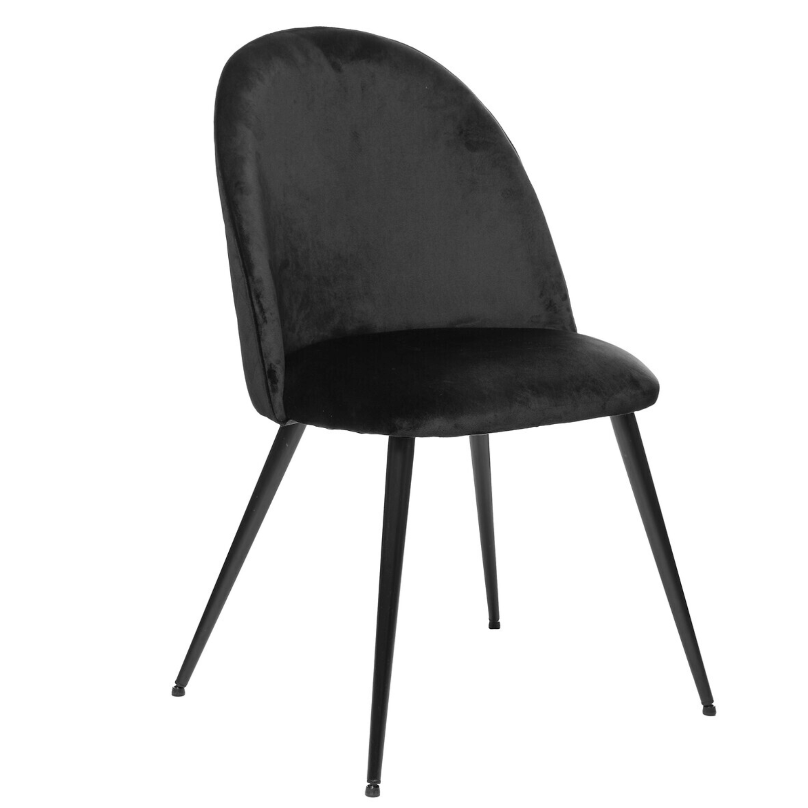 Sedia rivestita in velluto nero Vieste design moderno con gambe nere
