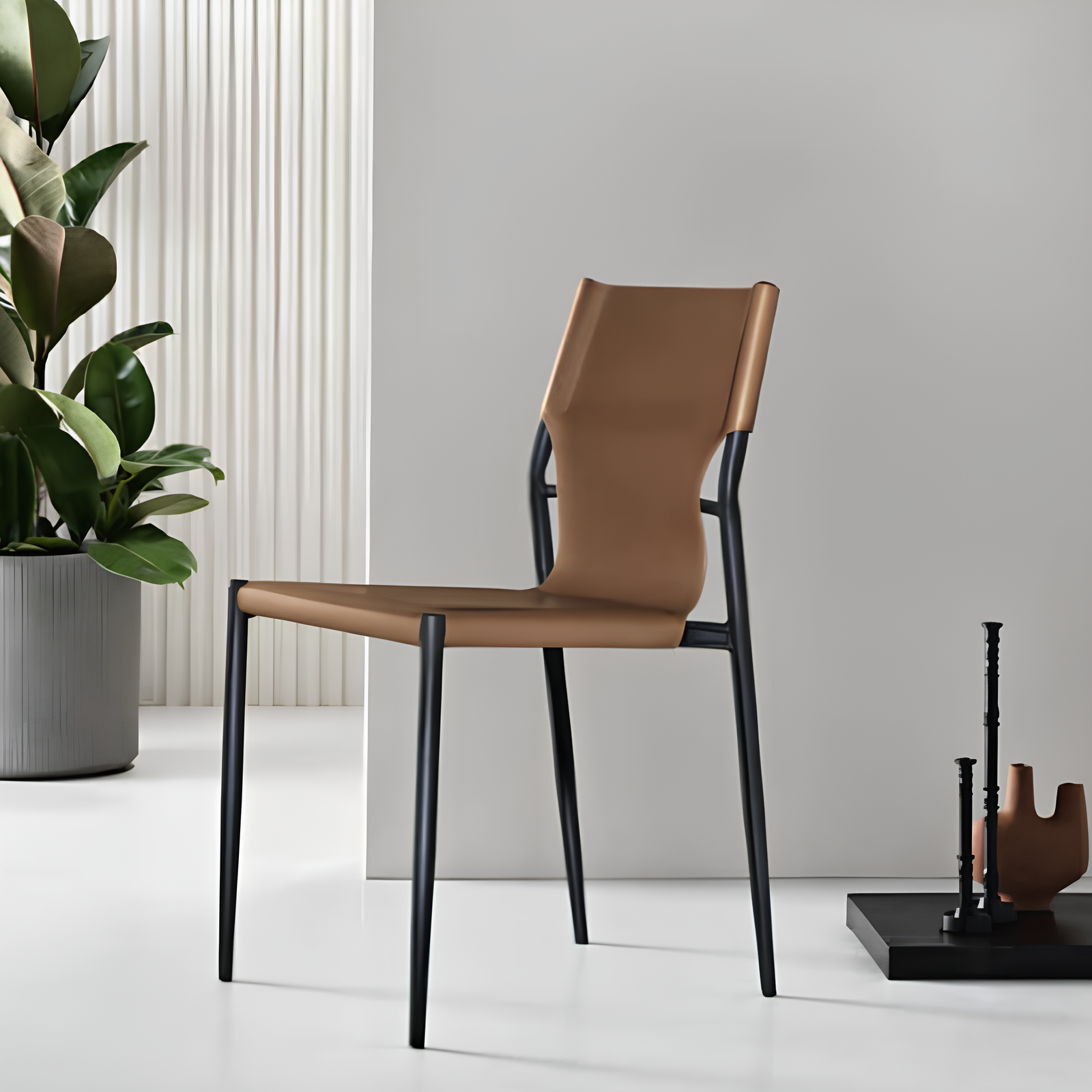 Sedia da pranzo in simil cuoio struttura in metallo - Sveva