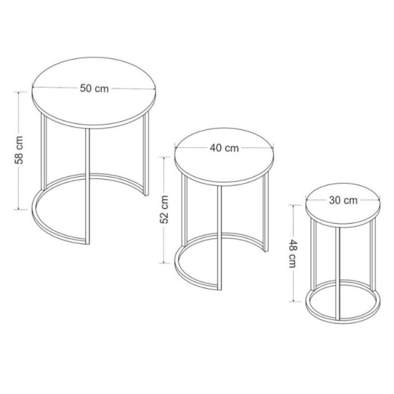Tavolino da salotto 3 pezzi struttura in metallo rivestimento effetto marmo