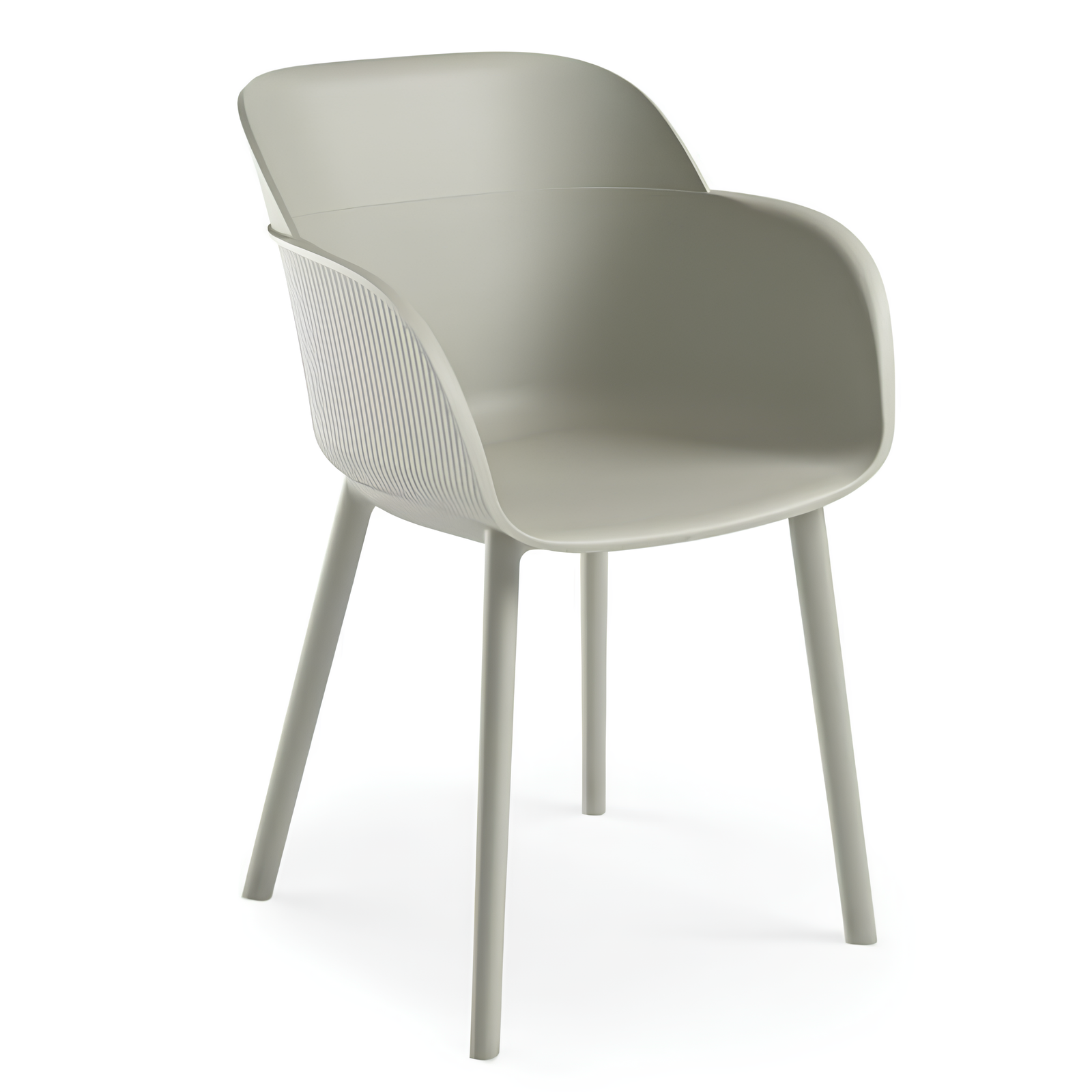 Set 4 pz Poltrona da giardino bar o ristorante in polipropilene e fibra di vetro grigio cemento - Shell