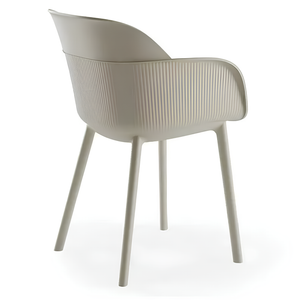 Set 4 pz Poltrona da giardino bar o ristorante in polipropilene e fibra di vetro grigio cemento - Shell