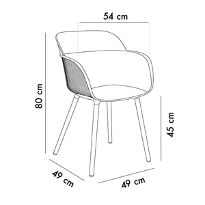 Set 4 pz Poltrona da giardino bar o ristorante in polipropilene e fibra di vetro grigio cemento - Shell