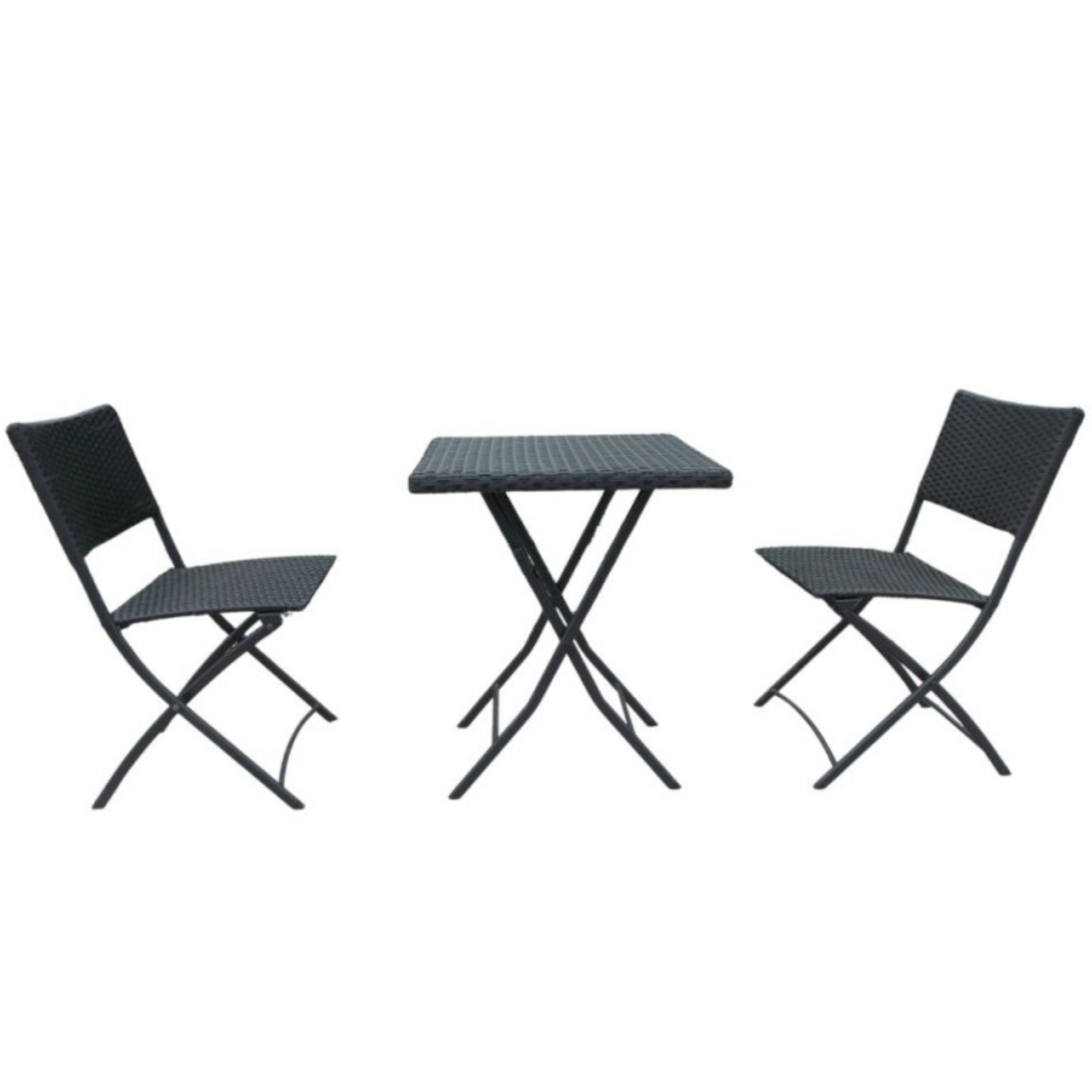 Set pranzo tavolo e 2 sedie pieghevoli effetto rattan - Luik