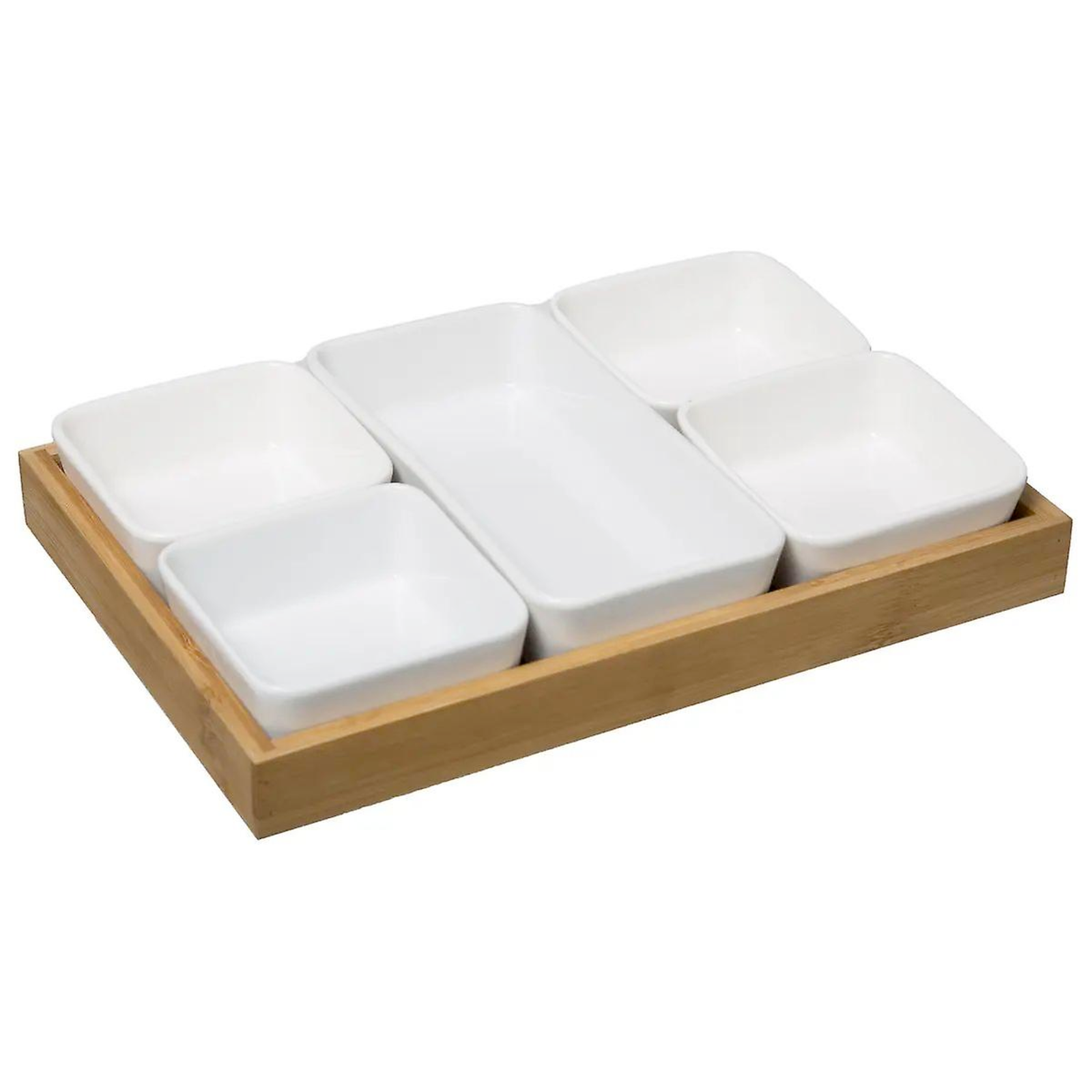 Set da aperitivo vassoio in legno e 6 ciotole in ceramica - Secre