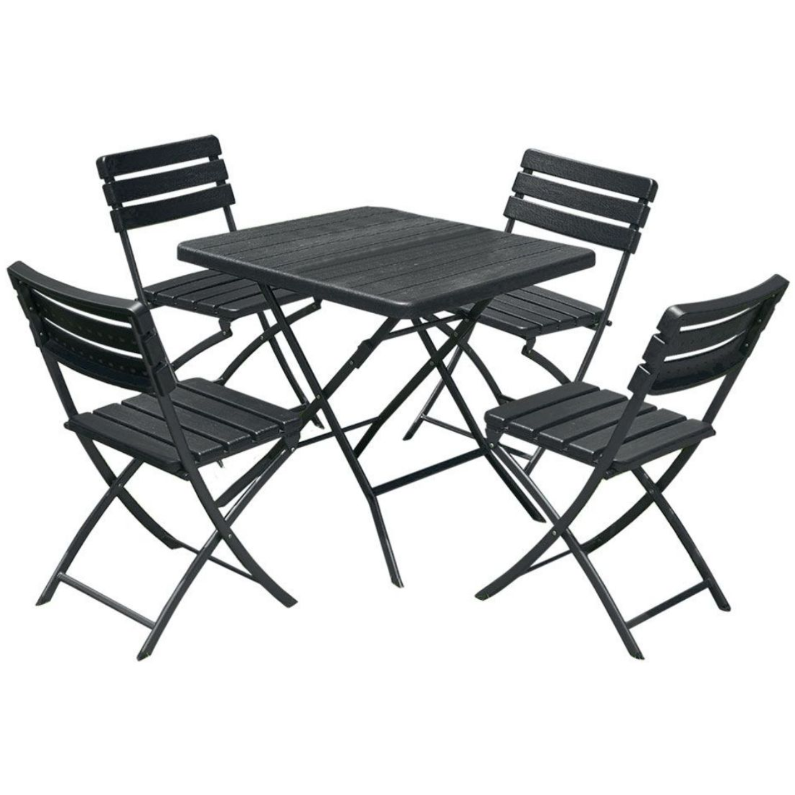 Set da esterno pieghevole 1 tavolo quadrato e 4 sedie in polietilene - Gavoi