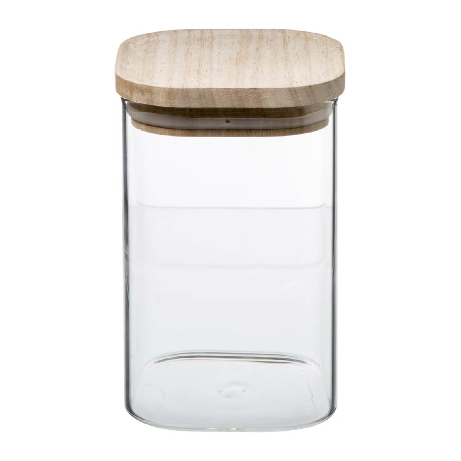 Set 3 barattoli contenitore da cucina in vetro impilabili con coperchio in legno