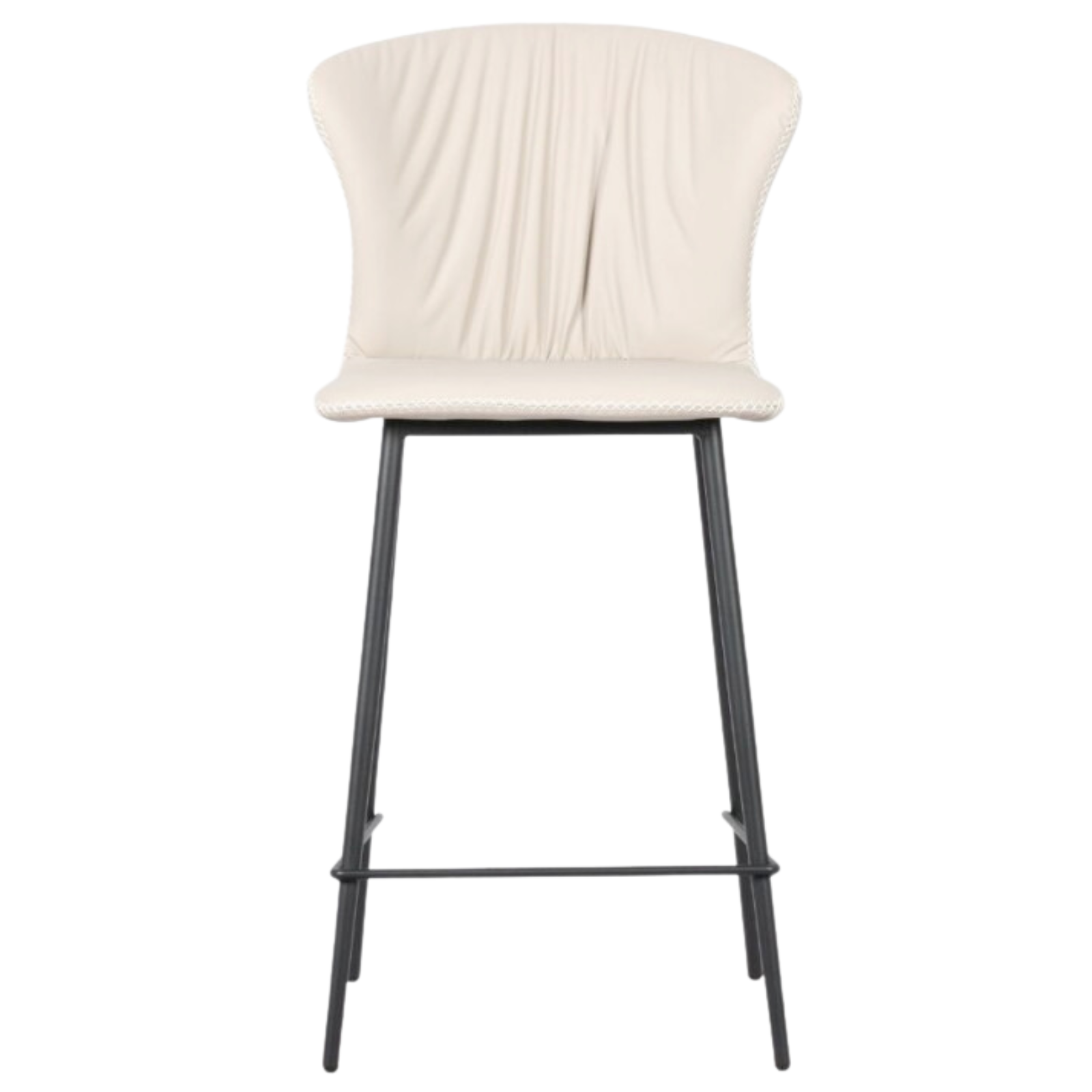 Sgabello da cucina o bar con schienale in ecopelle con gambe in metallo nero