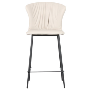 Sgabello da cucina o bar con schienale in ecopelle con gambe in metallo nero