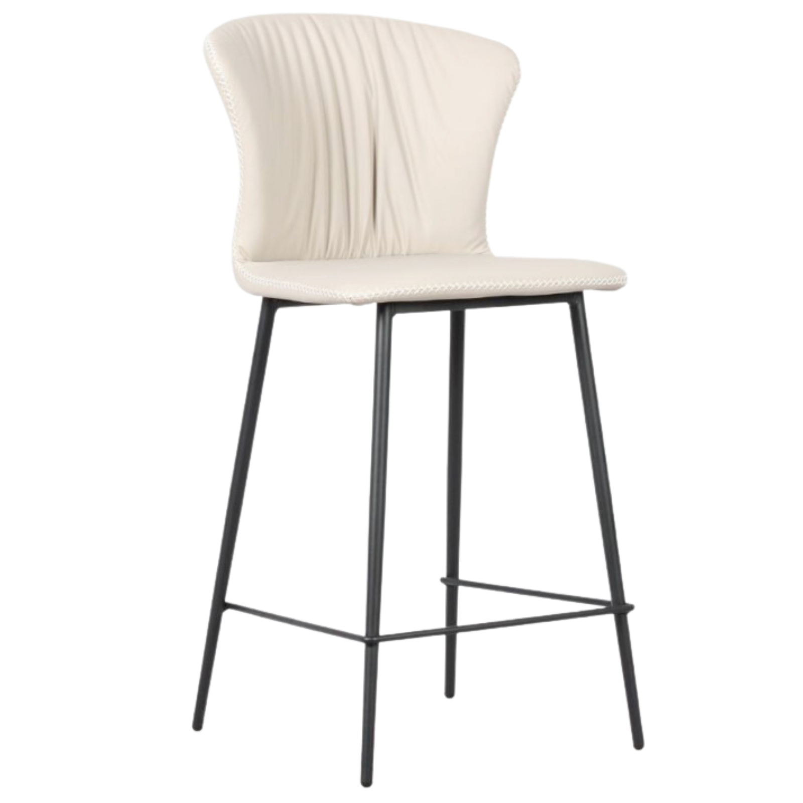 Sgabello da cucina o bar con schienale in ecopelle con gambe in metallo nero