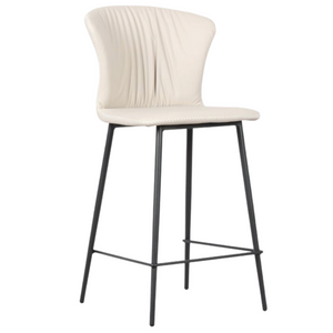 Sgabello da cucina o bar con schienale in ecopelle con gambe in metallo nero