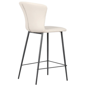 Sgabello da cucina o bar con schienale in ecopelle con gambe in metallo nero