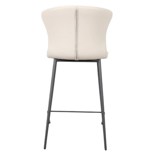 Sgabello da cucina o bar con schienale in ecopelle con gambe in metallo nero