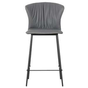Sgabello da cucina o bar con schienale in ecopelle con gambe in metallo nero