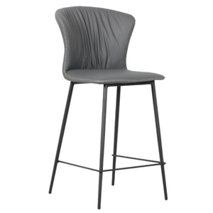 Sgabello da cucina o bar con schienale in ecopelle con gambe in metallo nero
