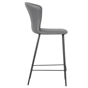 Sgabello da cucina o bar con schienale in ecopelle con gambe in metallo nero