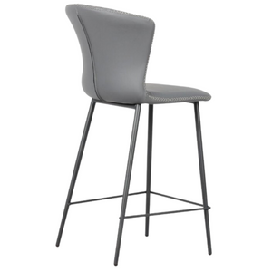 Sgabello da cucina o bar con schienale in ecopelle con gambe in metallo nero