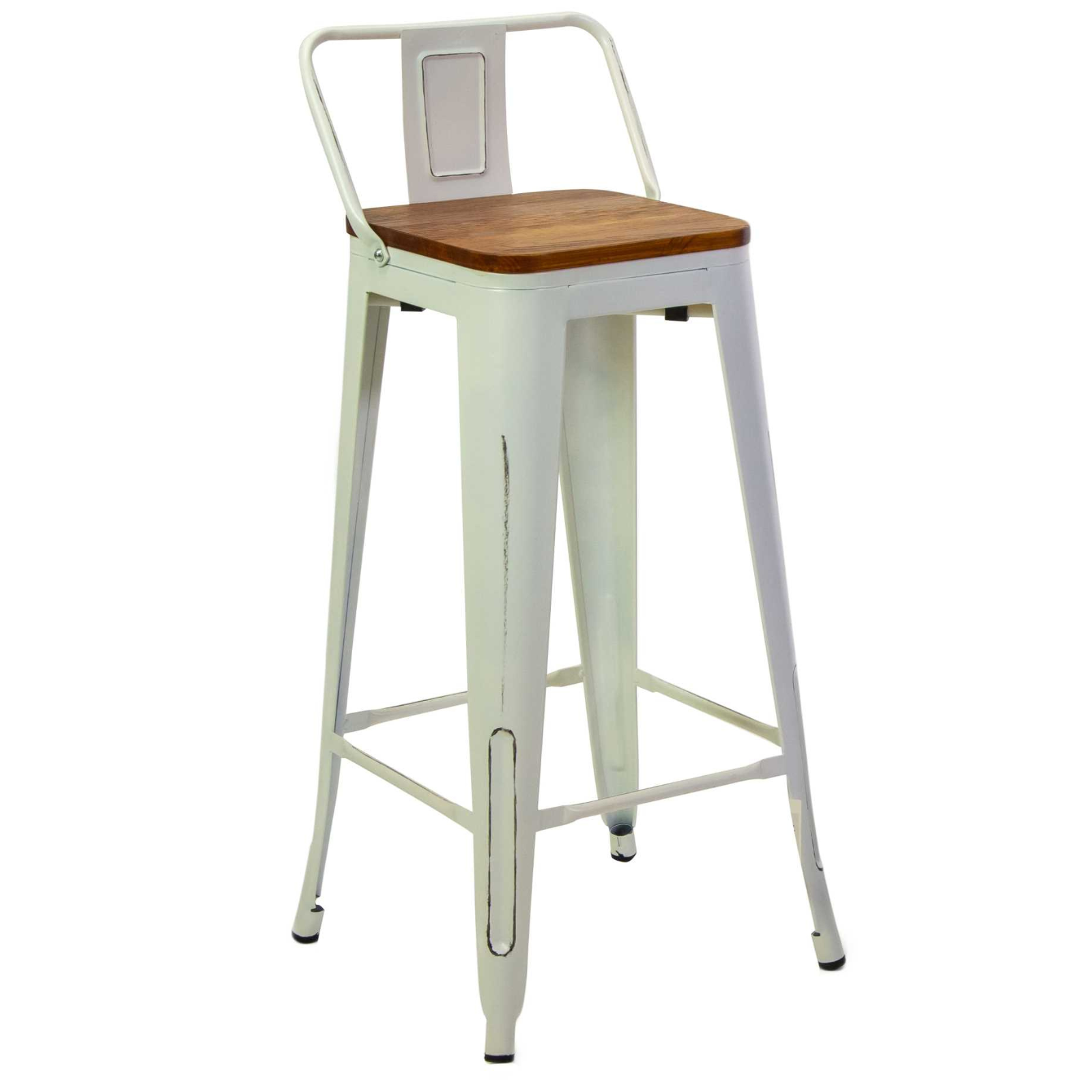 Sgabello in metallo "Bristol" alto da cucina o bar design moderno con seduta in legno