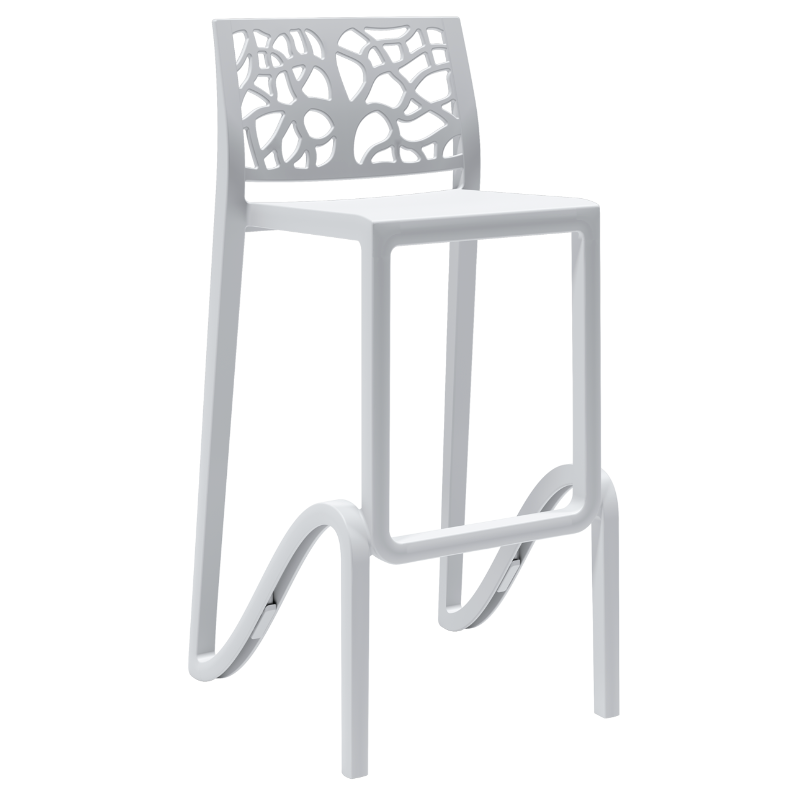 Sgabello alto da bar o cucina "Zefiro" design moderno impilabile in polipropilene per interno o esterno "Made in Italy"