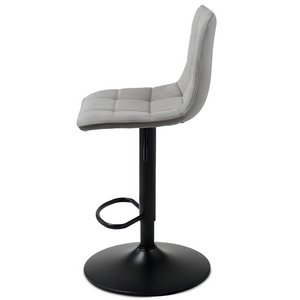 Sgabello moderno girevole in tessuto grigio chiaro imbottito con struttura in metallo - Katerine