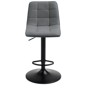 Sgabello moderno girevole in tessuto grigio scuro imbottito con struttura in metallo - Katerine