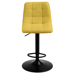 Sgabello moderno girevole in tessuto giallo imbottito con struttura in metallo - Katerine