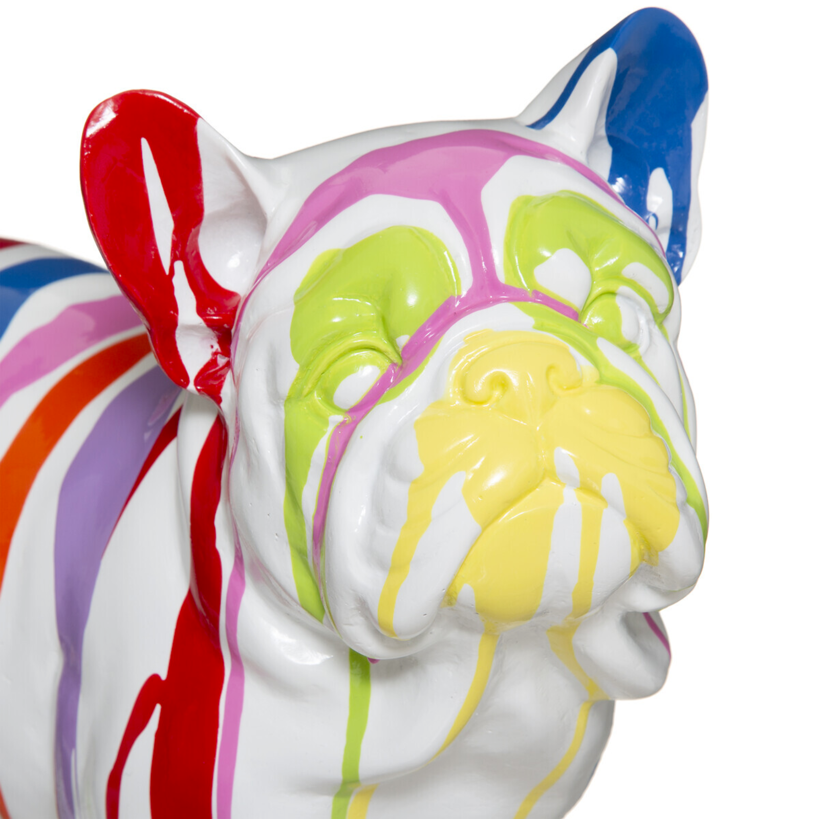 Statua bulldog francese decorazione per interno design moderno in resina multicolor H 26,5 cm