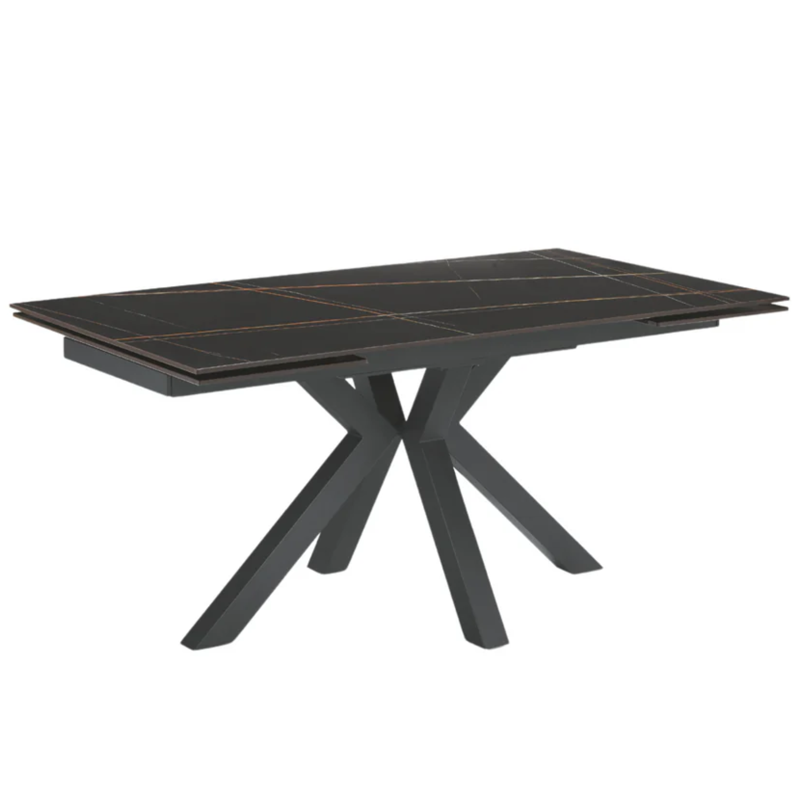 Tavolo da pranzo allungabile 160/240x74h piano in pietra effetto marmo e base in metallo - Fusion