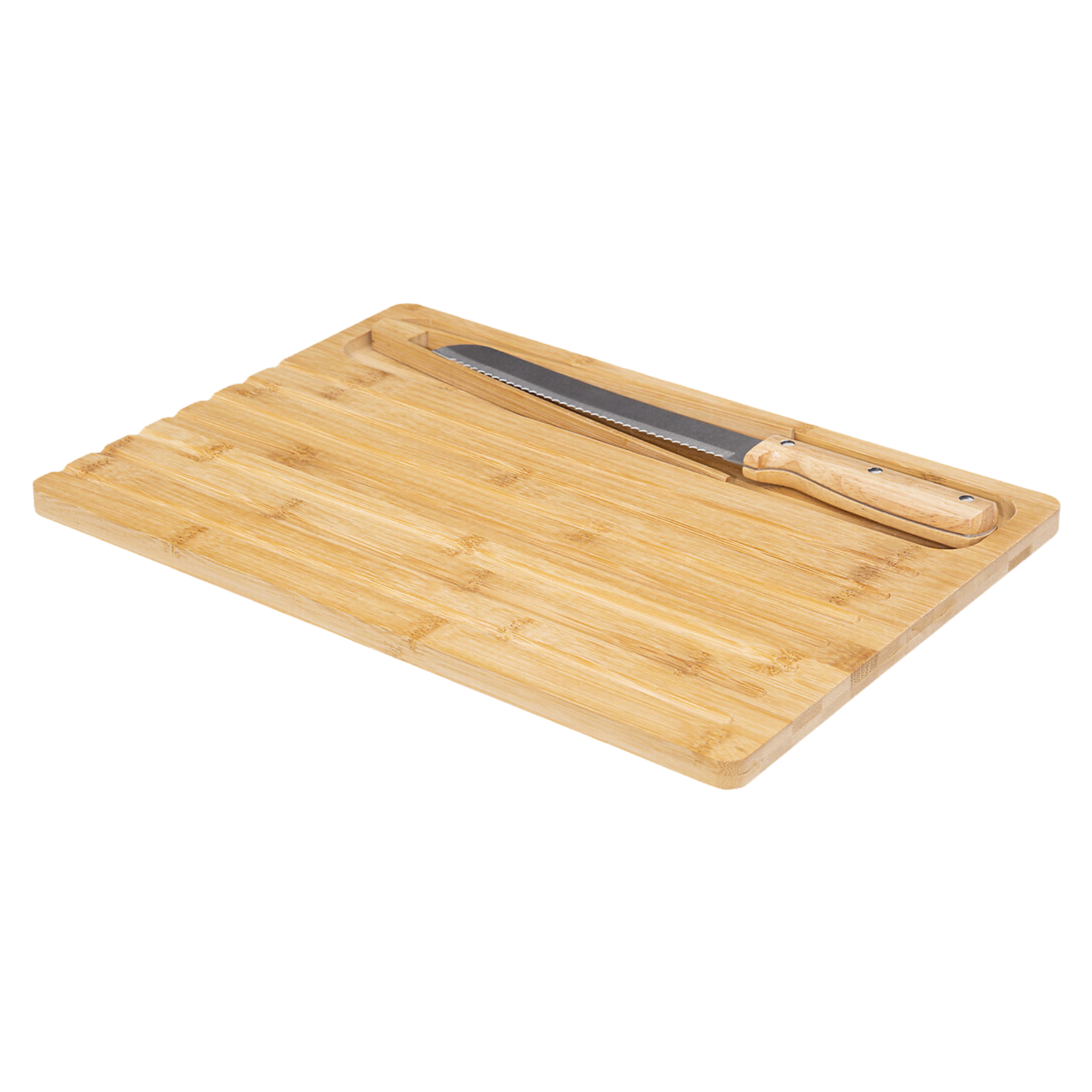 Tagliere da cucina struttura in bamboo con coltello e pinza - Nami