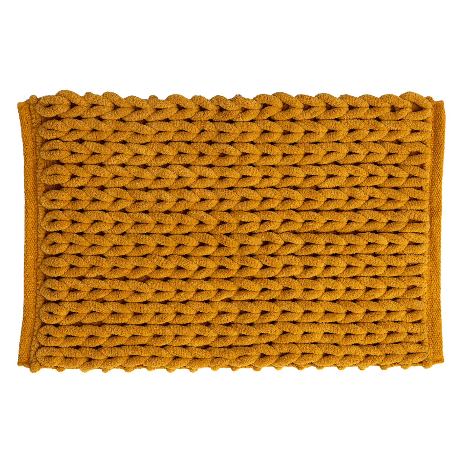 Tappeto da bagno rettangolare in poliestere e cotone senape 50x75