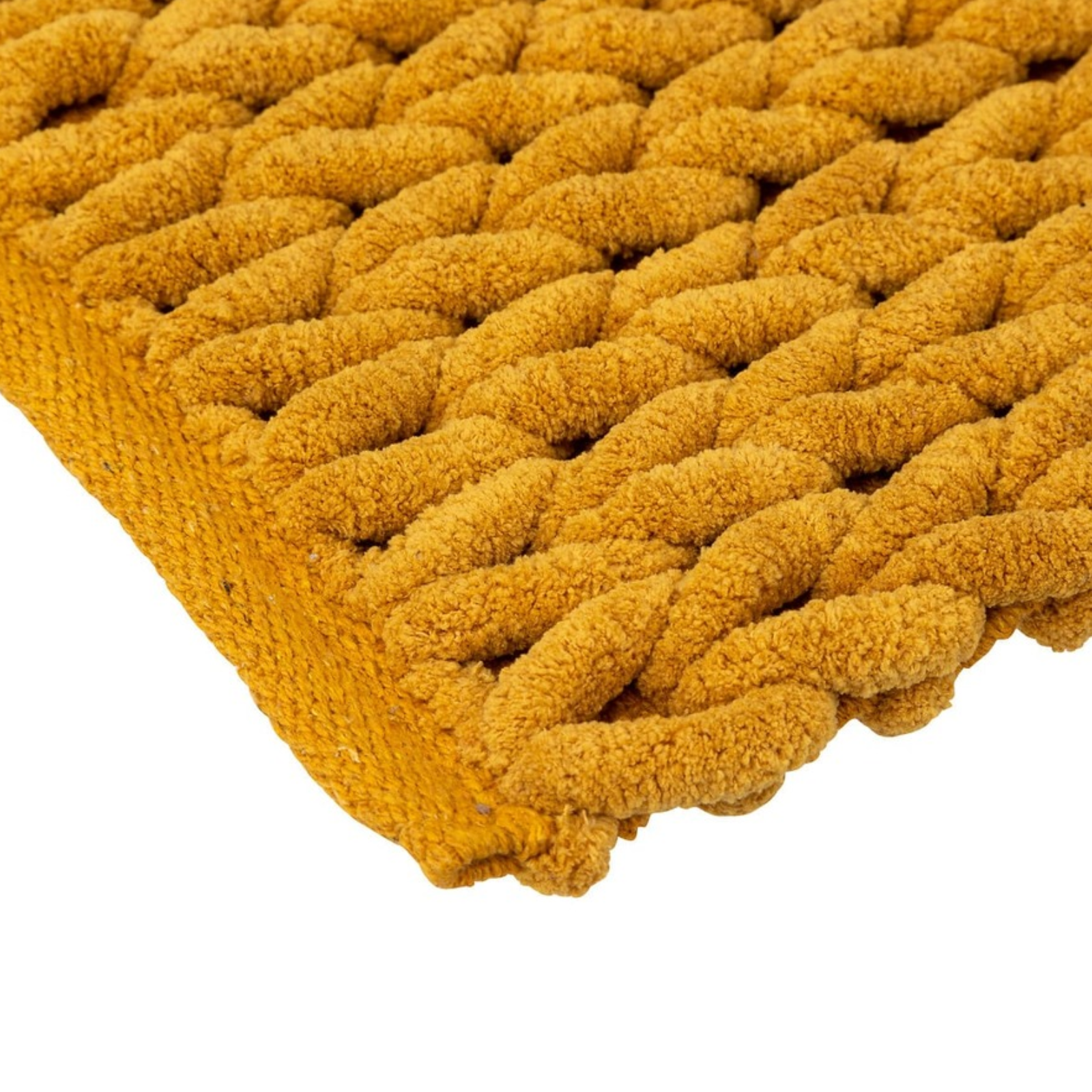 Tappeto da bagno rettangolare in poliestere e cotone senape 50x75