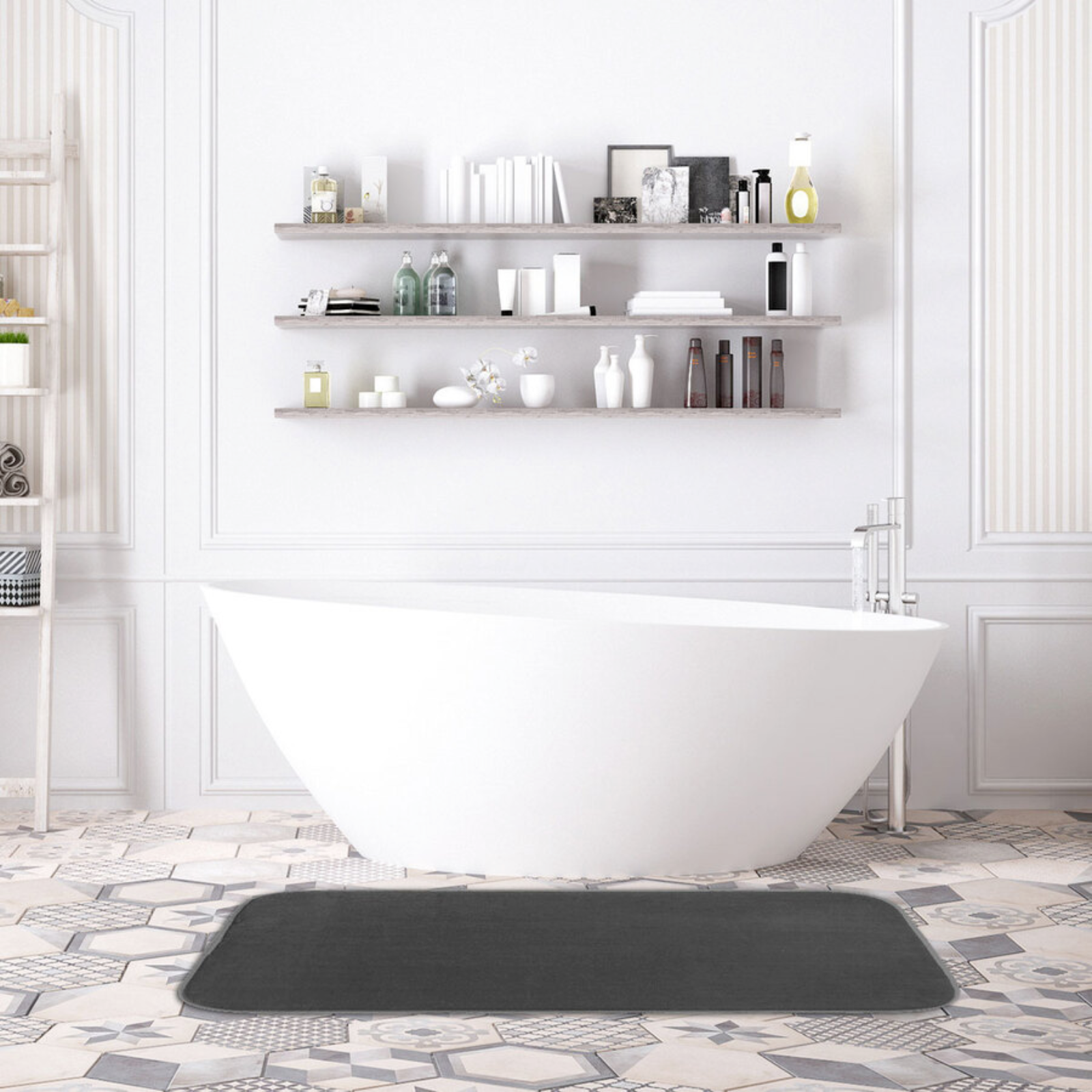 Tappeto da bagno in memory foam rettangolare assorbi acqua assorbente e antiscivolo Nero