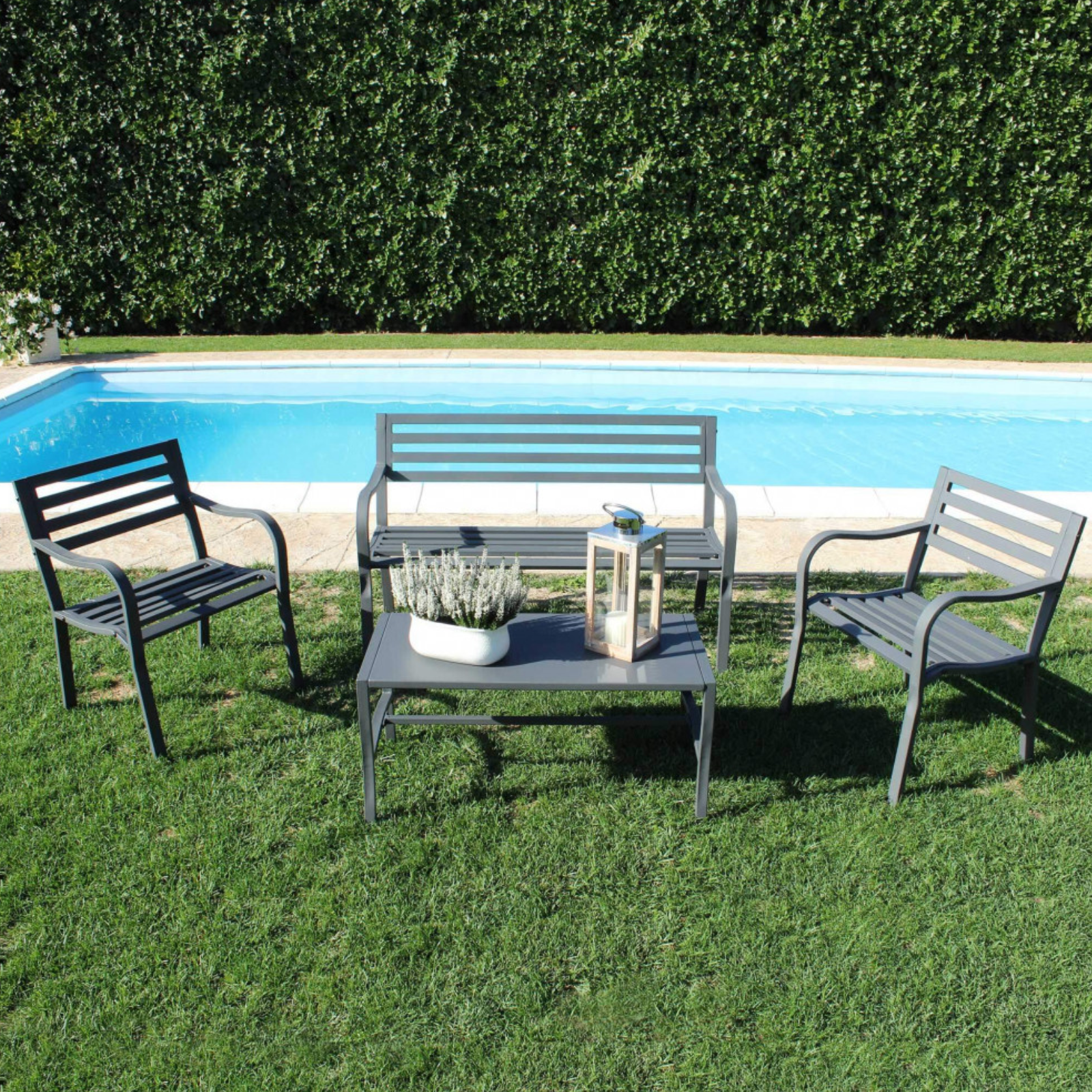 Tavolino da esterno in acciaio verniciato 92x45 cm - Chloe