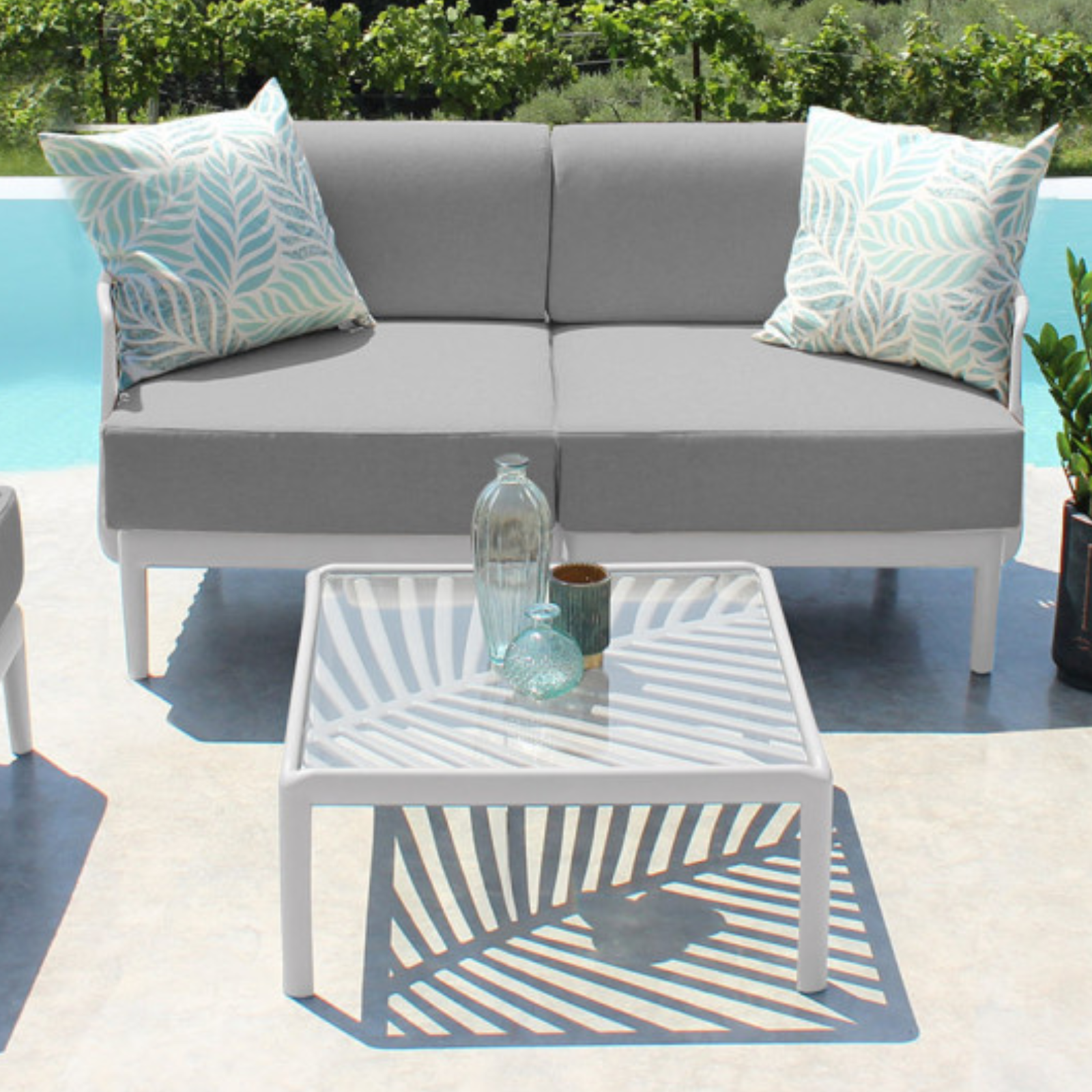 Tavolino da esterno design moderno in polipropilene con vetro - Guaranà