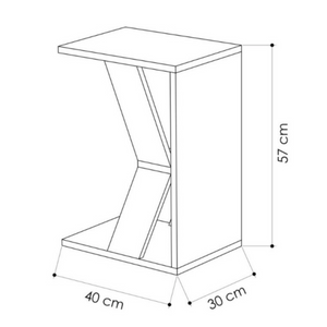 Tavolino da divano "Nazi" Design moderno a forma C in truciolare rivestito PVC