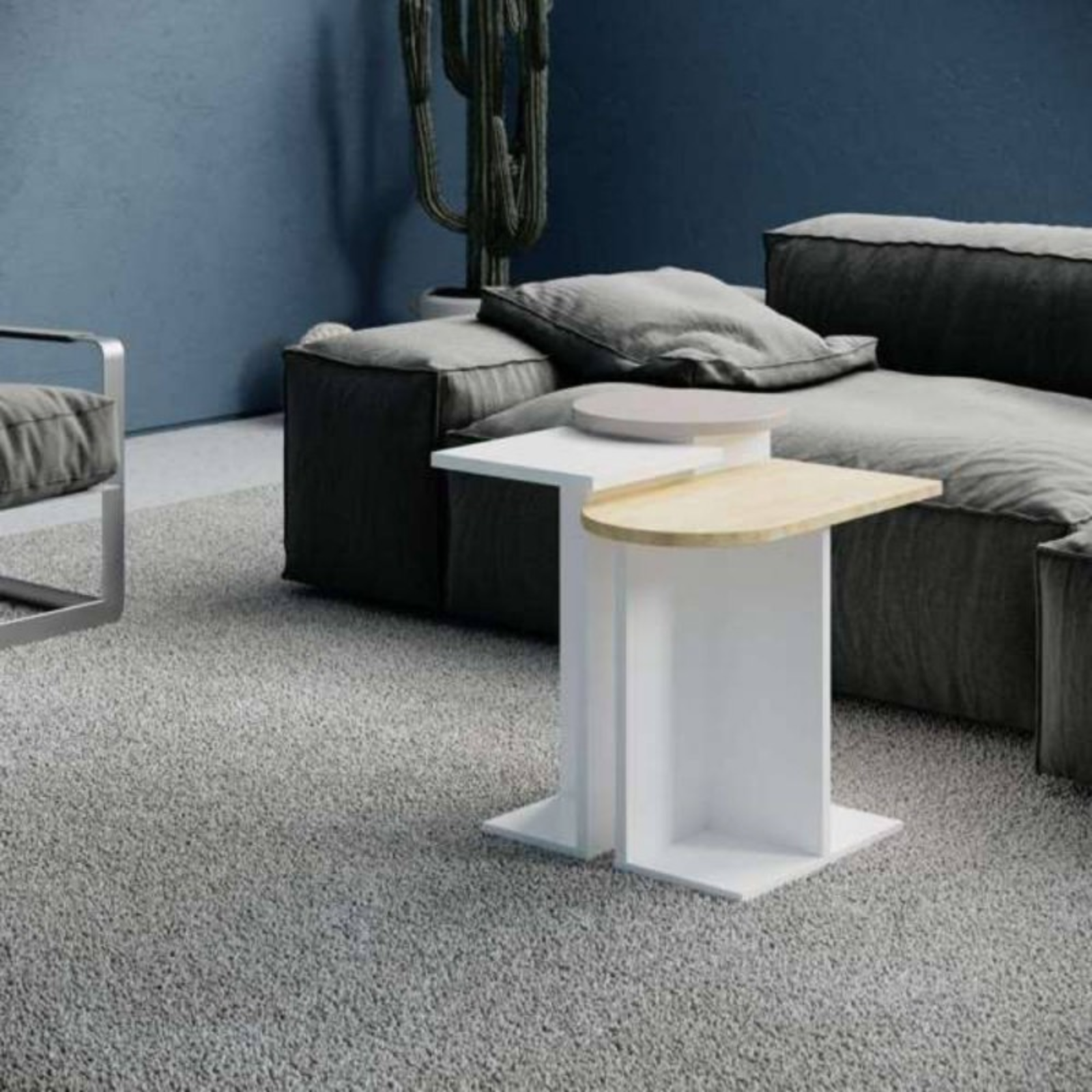Tris tavolino da salotto design moderno in truciolare 18 mm - Muny