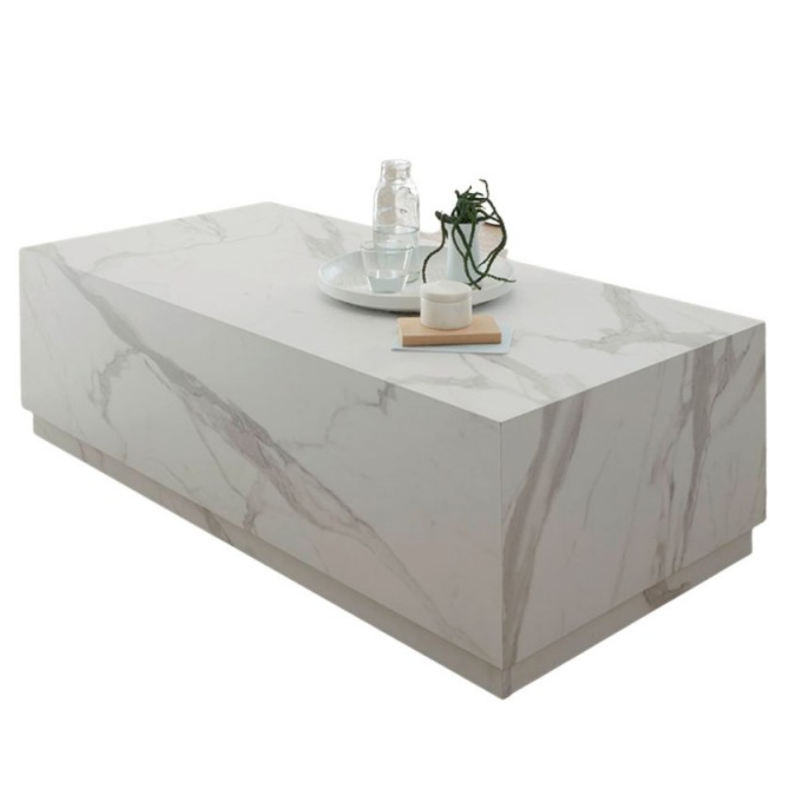 Tavolino da salotto effetto marmo bianco