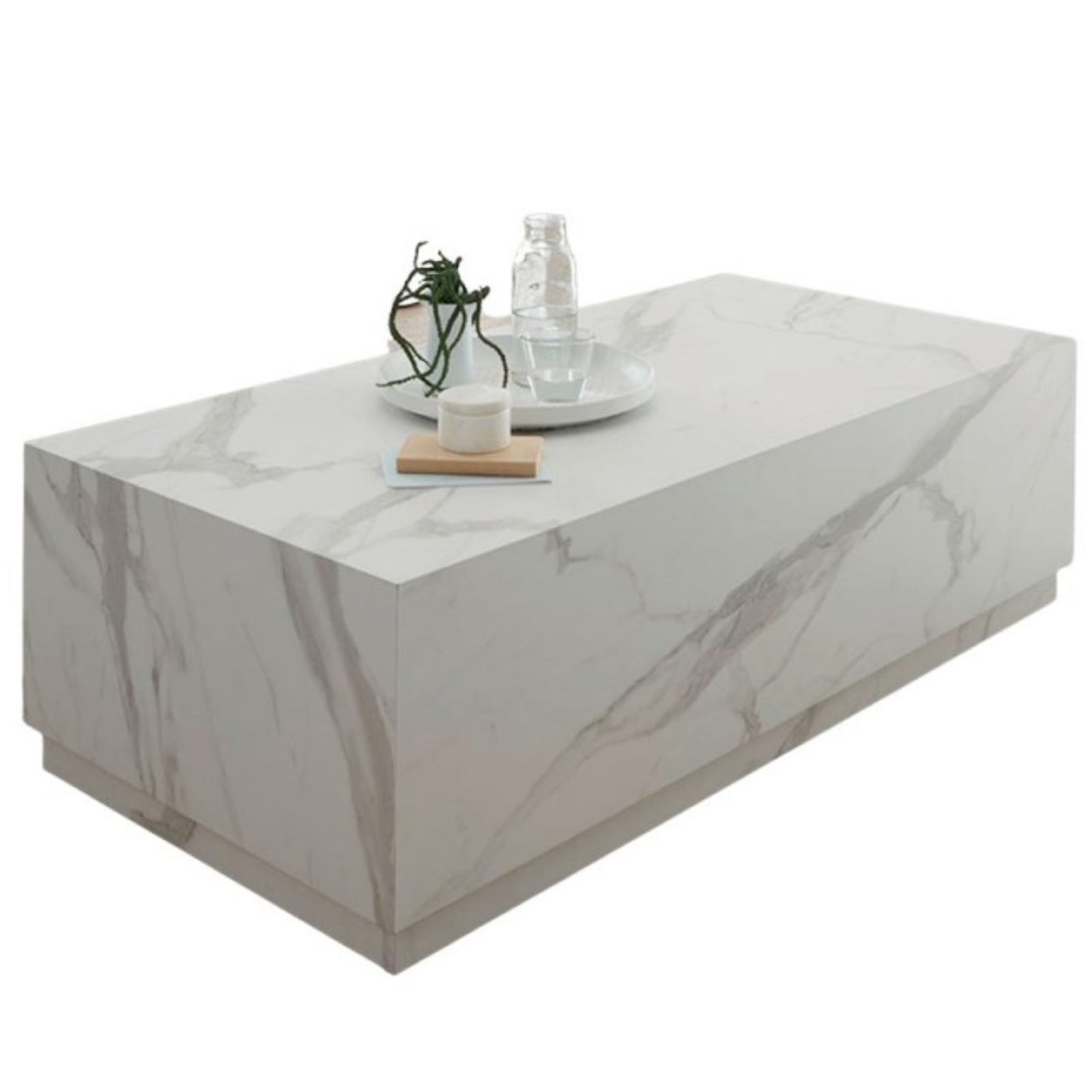 Tavolino da salotto effetto marmo bianco 