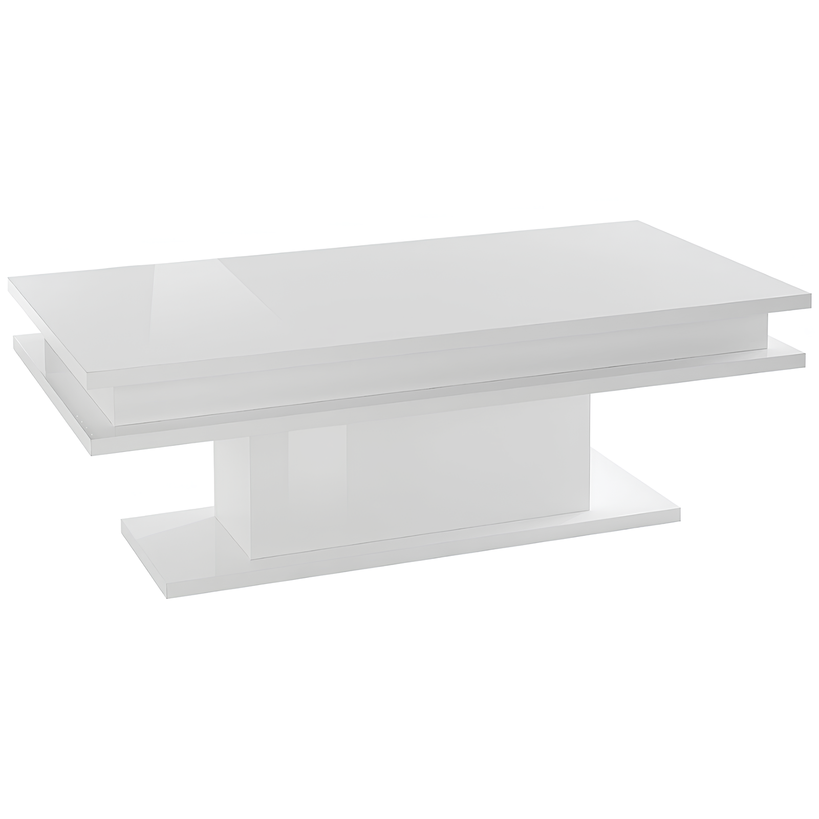 Tavolino da salotto moderno bianco lucido rettangolare in legno - Limmi
