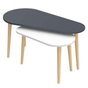 Tavolino da salotto 2pz in legno color antracite e bianco