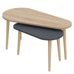 Tavolino da salotto in legno rovere e antracite